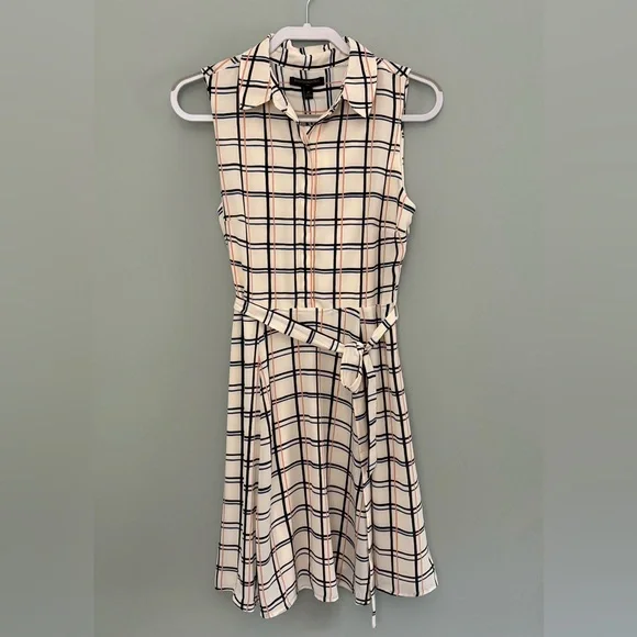 Banana Republic Plaid Sleeveless Belted Shirtdress 8P NWT - Picture 2 of 13